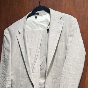 Express Men's Light Tan Plaid Suit Jacket